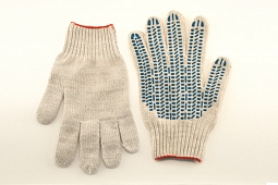 Перчатки х/б ЛЮКС 7,5 класс белые с ПВХ от Фабрики перчаток.